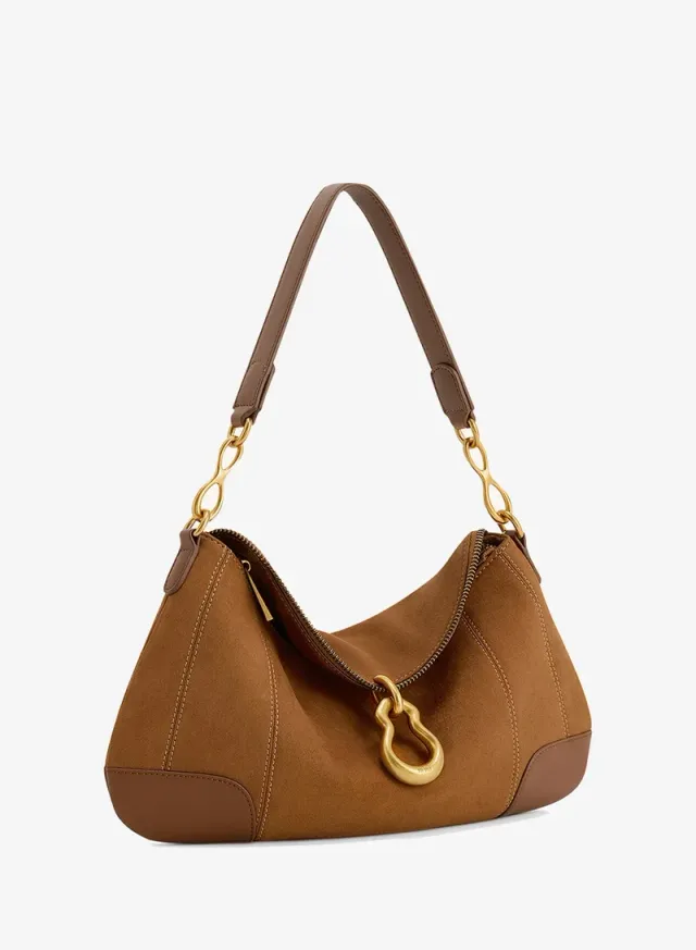 Jayla Faux Suede Metal Pendant Embellished Shoulder Bag – image 4