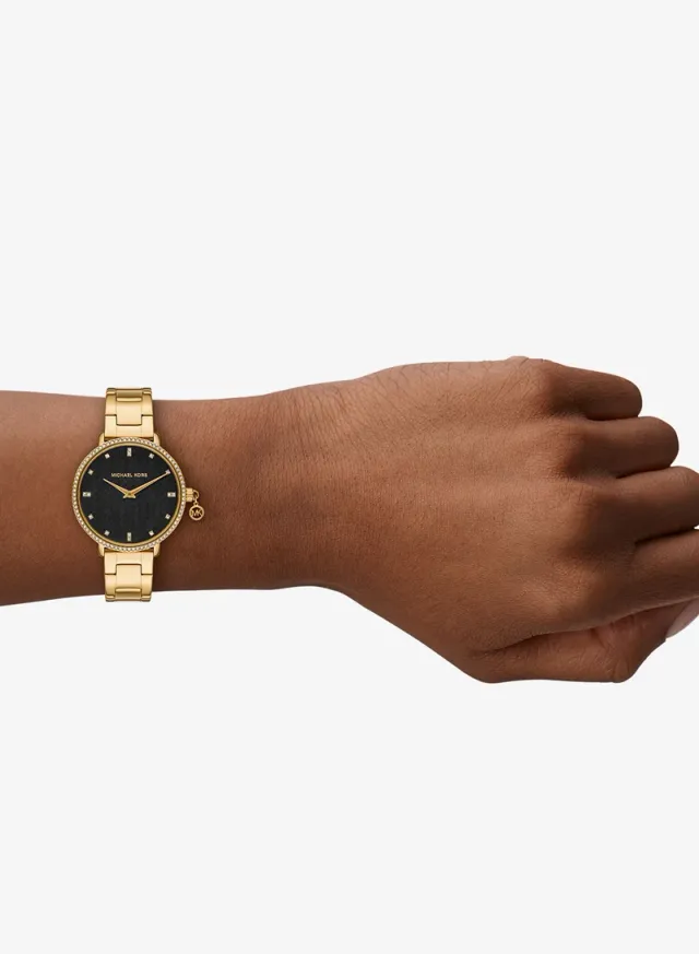 Gold-Plated Metal Bracelet Analog Watch – image 2