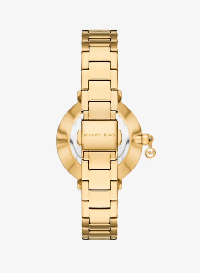Gold-Plated Metal Bracelet Analog Watch – image 3