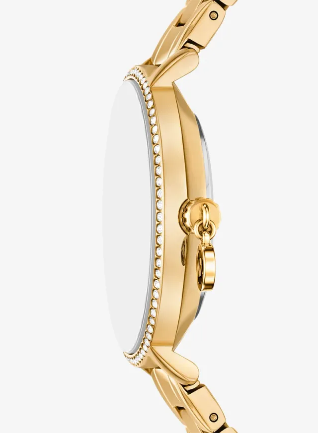 Gold-Plated Metal Bracelet Analog Watch – image 4