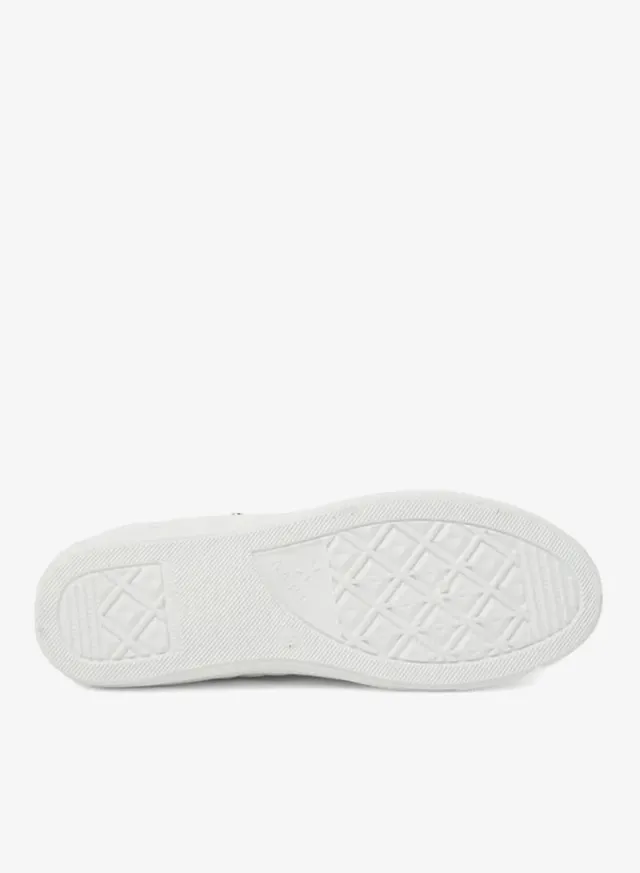 White Quilted PU Lace-Up Sneakers – image 4