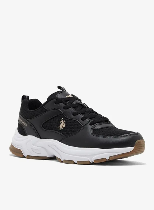 U.S. Polo Assn. Women’s SORLEY GLB 6FX Chunky Sole Sneakers - White & Gold