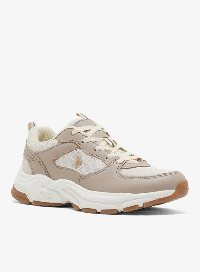 U.S. Polo Assn. Women’s SORLEY GLB 6FX Chunky Sole Sneakers - White & Gold