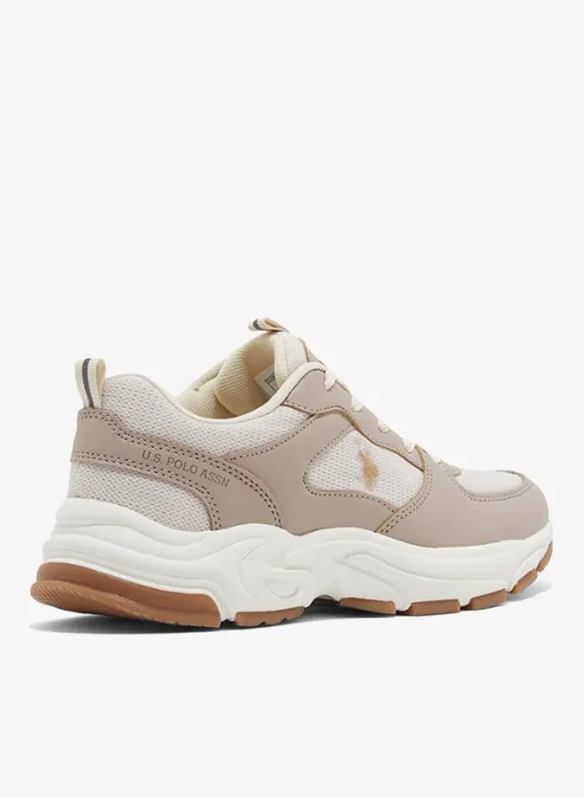 U.S. Polo Assn. Women’s SORLEY GLB 6FX Chunky Sole Sneakers - White & Gold – صورة 3