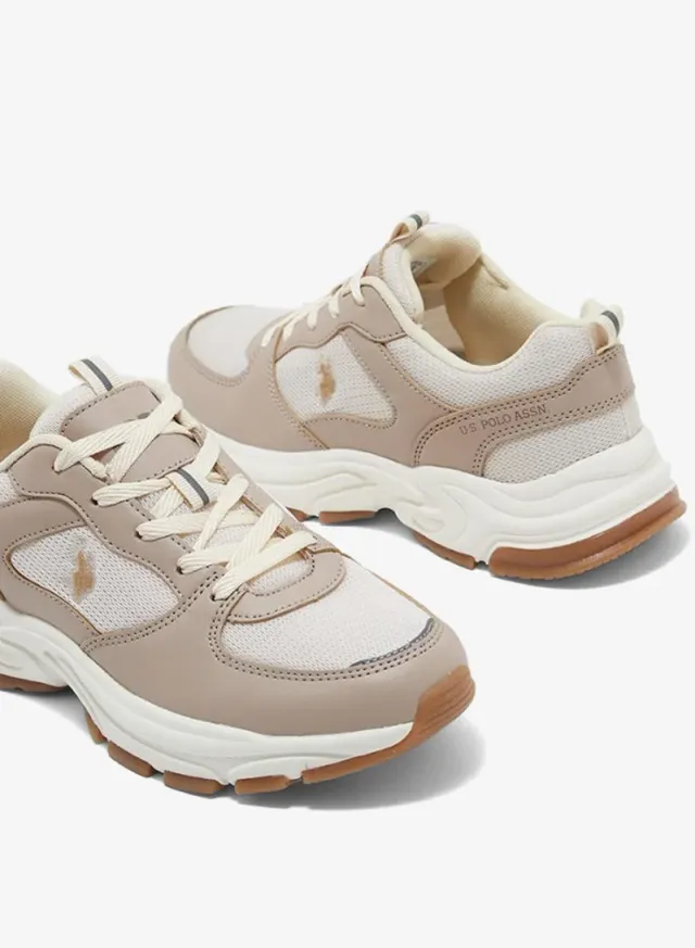 U.S. Polo Assn. Women’s SORLEY GLB 6FX Chunky Sole Sneakers - White & Gold – صورة 4