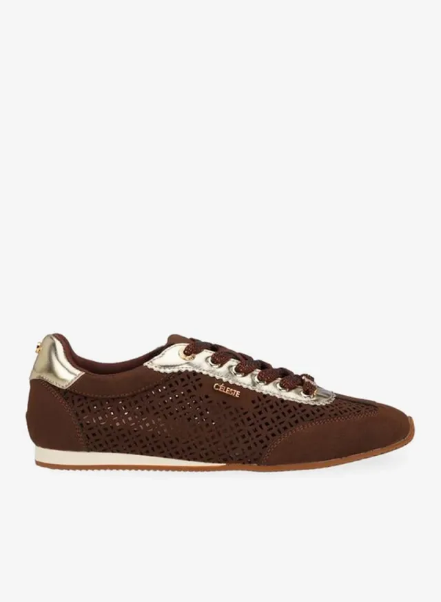 Women Laser Cut Lace-Up Sneakers