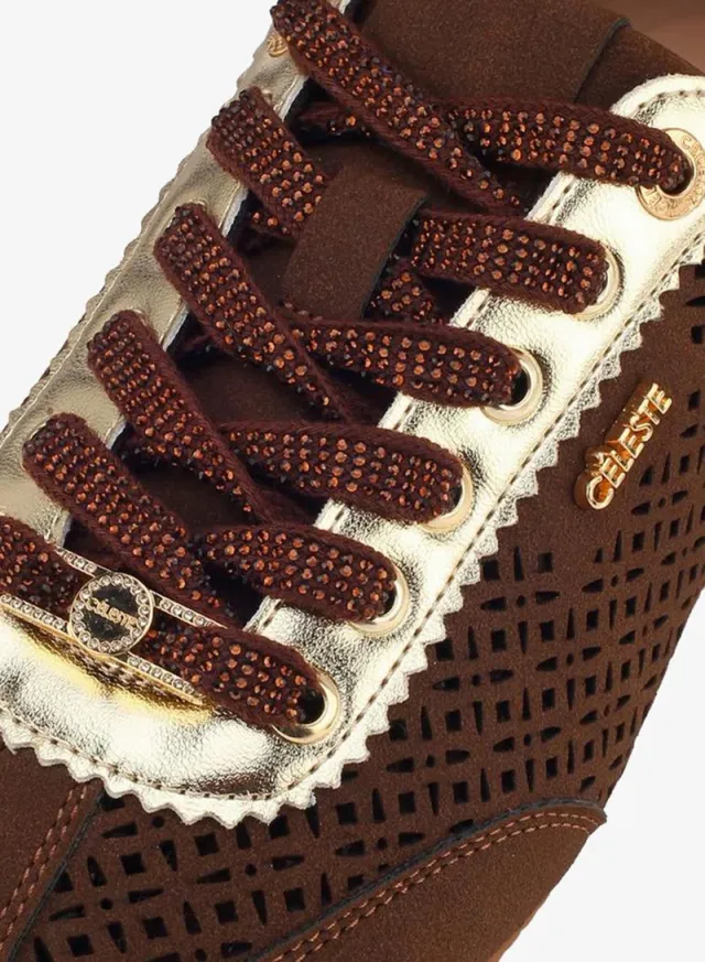 Women Laser Cut Lace-Up Sneakers – image 4