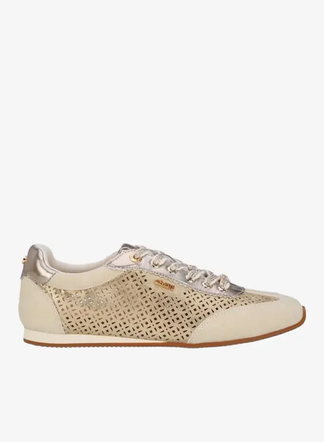 Women Laser Cut Lace-Up Sneakers