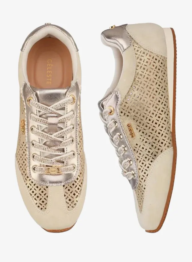 Women Laser Cut Lace-Up Sneakers – صورة 3