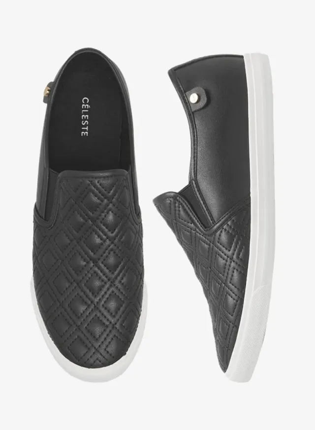 Quilted Slip-On School Loafers