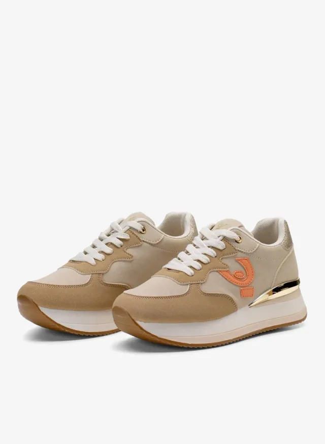 Freddy Women's Platform Sneakers - Beige & Pink Suede/Fabric – image 2