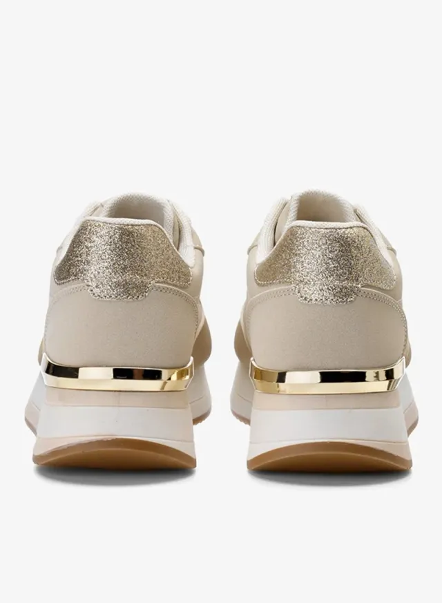 Freddy Women's Platform Sneakers - Beige & Pink Suede/Fabric – image 4
