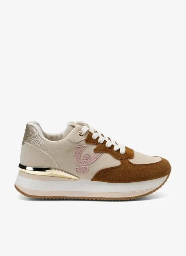 Freddy Women's Platform Sneakers - Beige & Pink Suede/Fabric – image 2