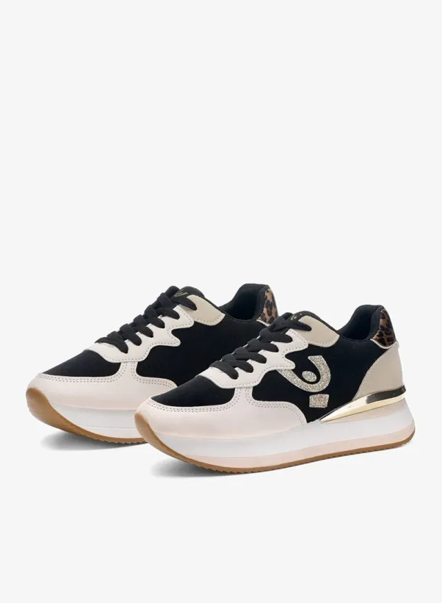Freddy Women's Platform Sneakers - Beige & Pink Suede/Fabric