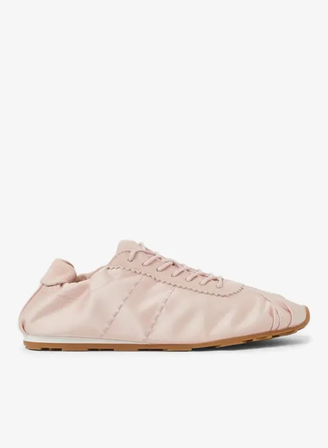 Pink Plain Satin Fitted Cuff Sneakers