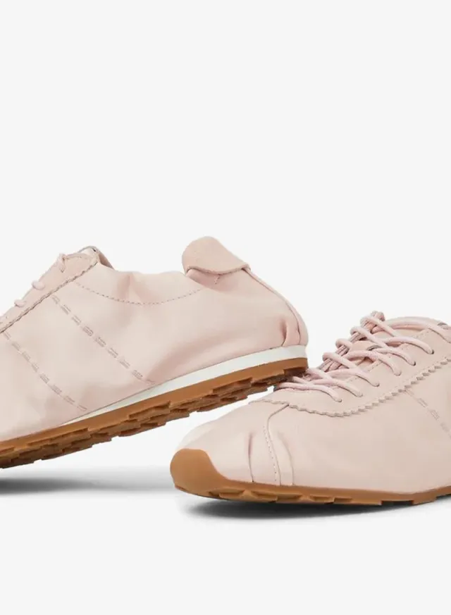 Pink Plain Satin Fitted Cuff Sneakers – image 2