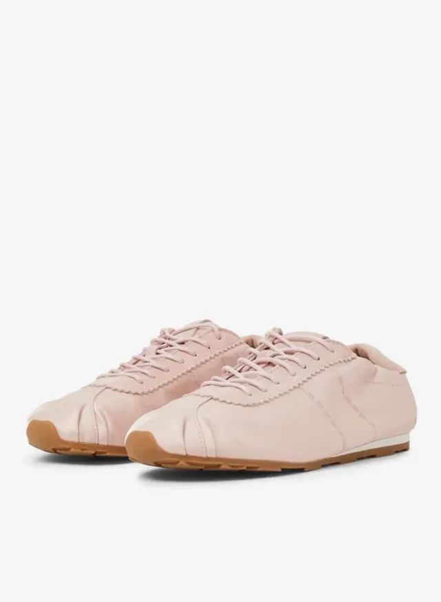 Pink Plain Satin Fitted Cuff Sneakers – image 5