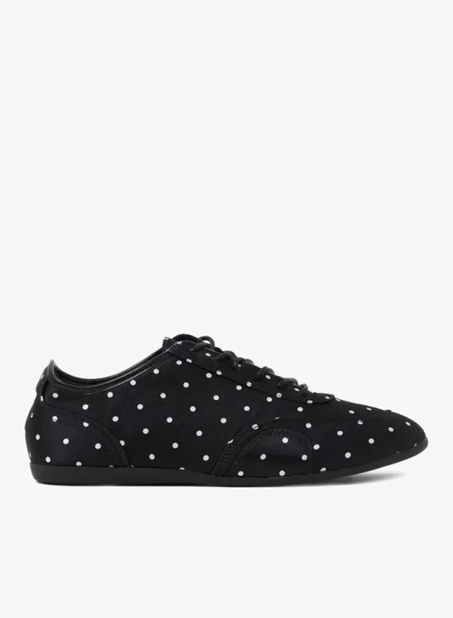 Black Polka Dot Lace-Up Sneakers