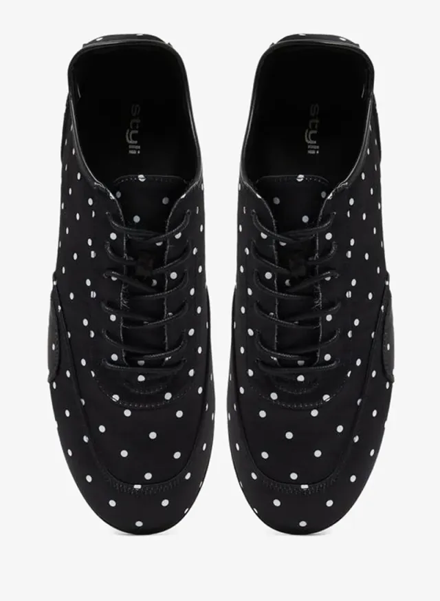 Black Polka Dot Lace-Up Sneakers – image 3