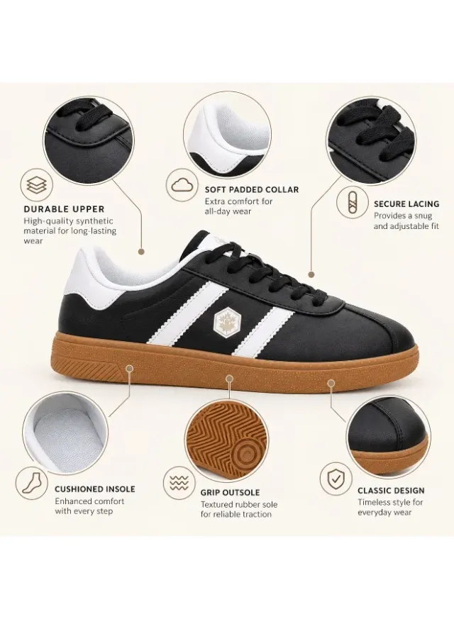 Lumberjack Frosty Women Sneakers Black PU – Lightweight Breathable Casual Shoes, Comfortable Everyday – صورة 3