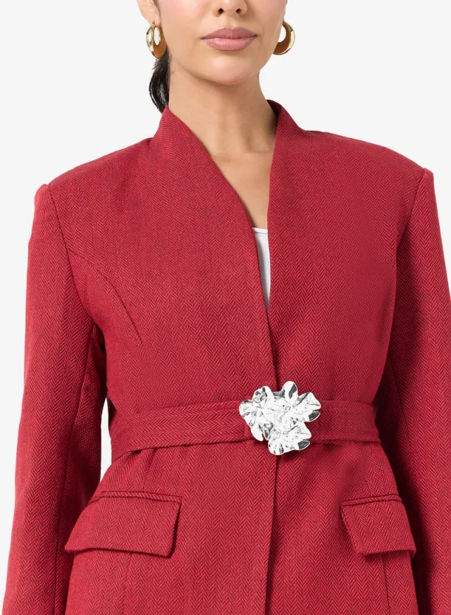 Tailored Blazer With Belt – image 3