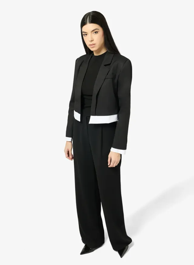 Cropped Blazer With Contrast Trim – image 4