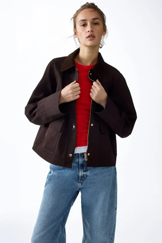 Corduroy-collar jacket