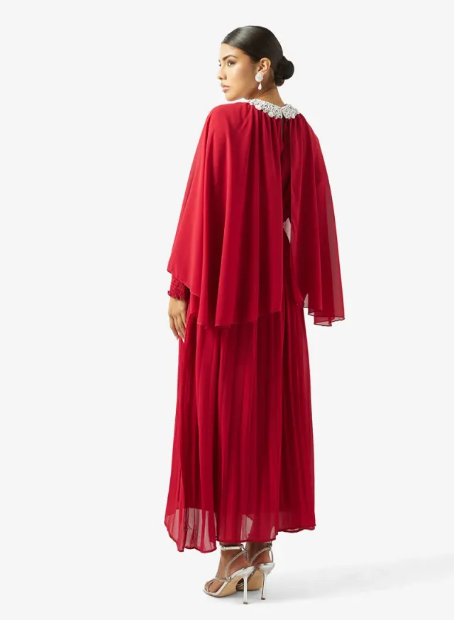 Cape Dress With Embellished Neck – image 2