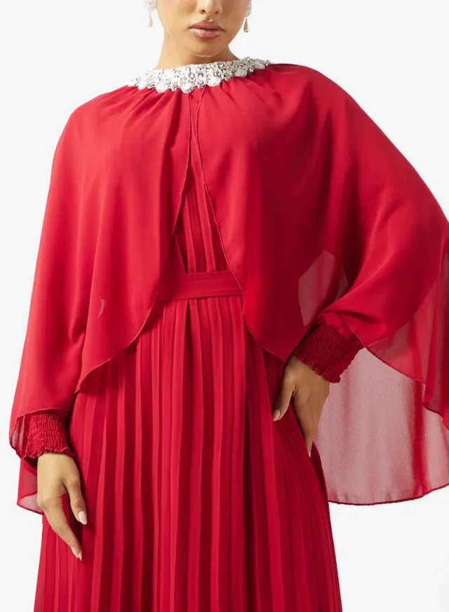 Cape Dress With Embellished Neck – image 3