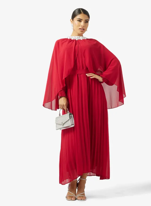 Cape Dress With Embellished Neck – image 4