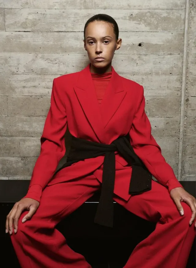 Suit jacket with scarf