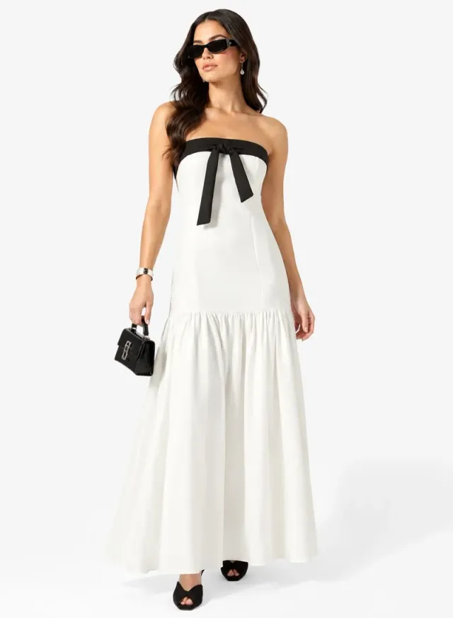 Bandeau Monochrome Drop Waist Dress