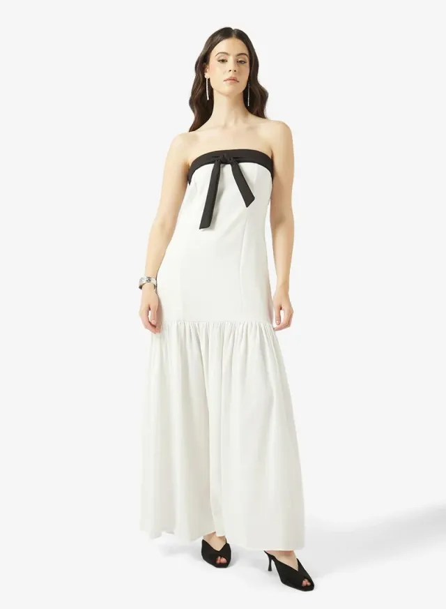 Bandeau Monochrome Drop Waist Dress – image 2