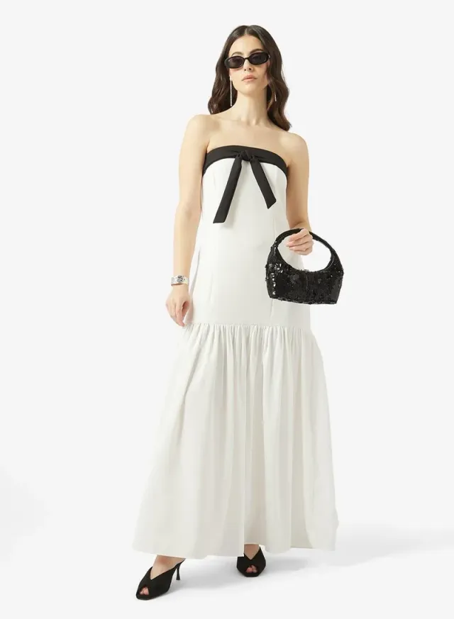 Bandeau Monochrome Drop Waist Dress – image 5