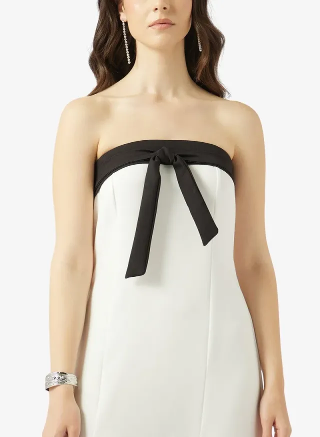 Bandeau Monochrome Drop Waist Dress – image 4
