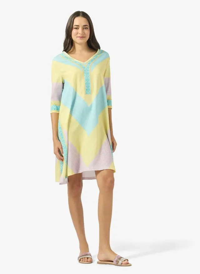 V Neck Stripe Kaftan Beach Dress – image 2