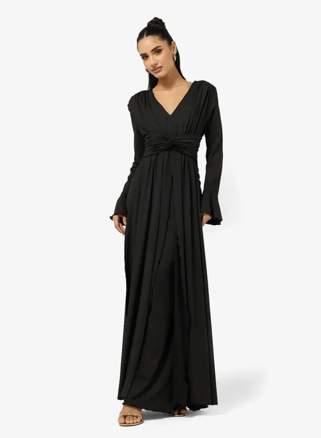 Plunge Neck Draped A Line Dress – image 2