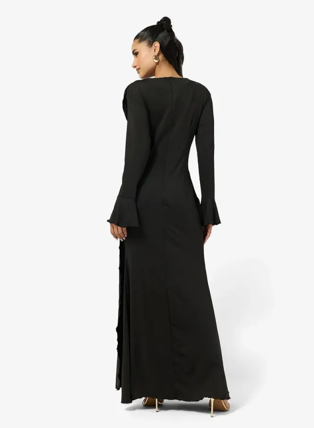 Plunge Neck Draped A Line Dress – image 3