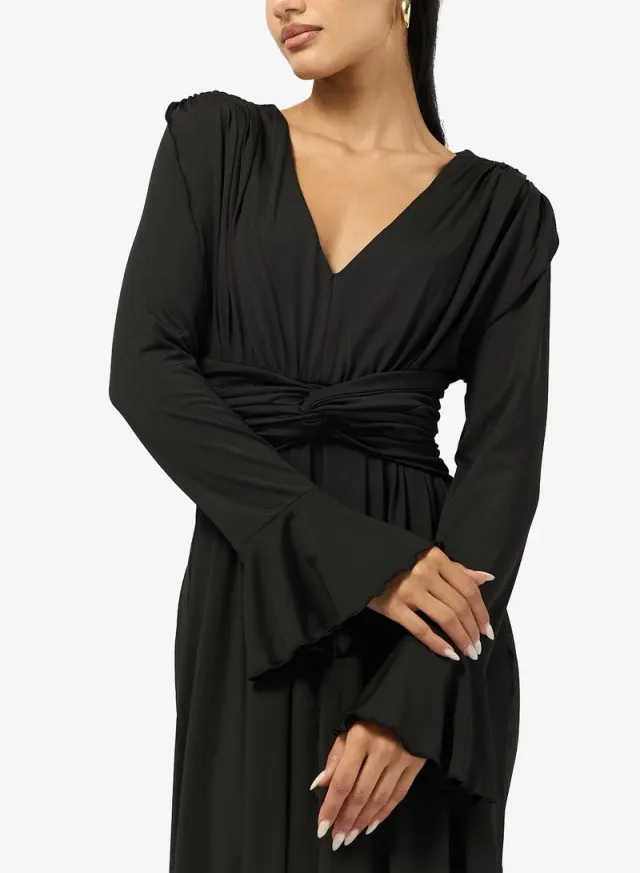 Plunge Neck Draped A Line Dress – image 4