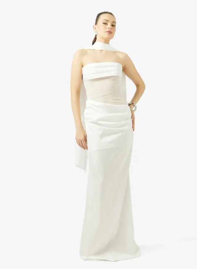 Bandeau Corset Bodice Dress with Scarf Detail – image 2