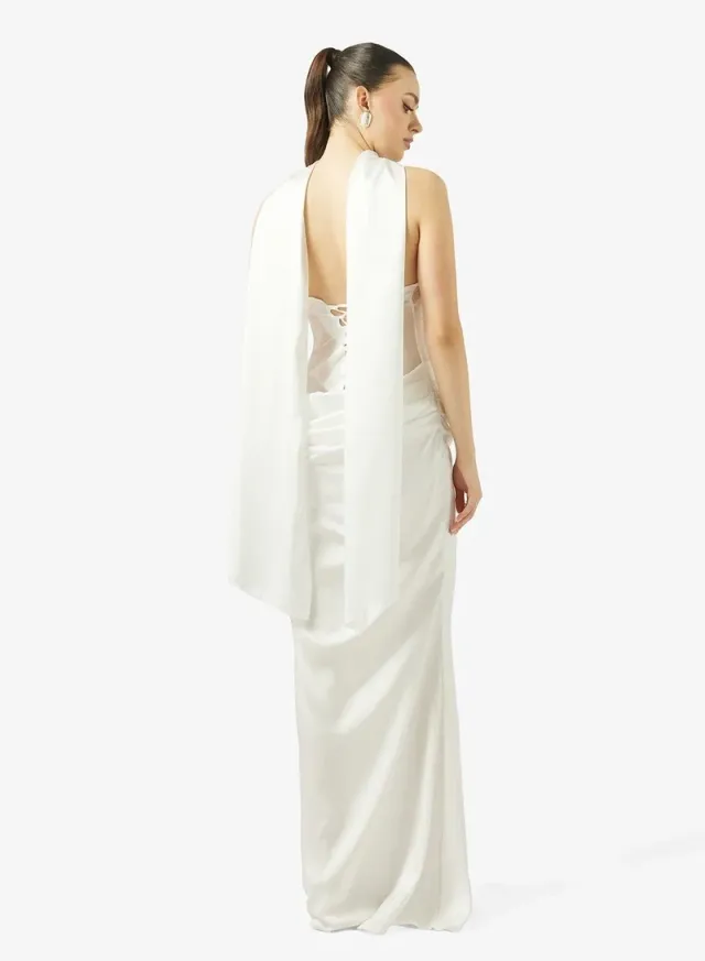 Bandeau Corset Bodice Dress with Scarf Detail – image 3