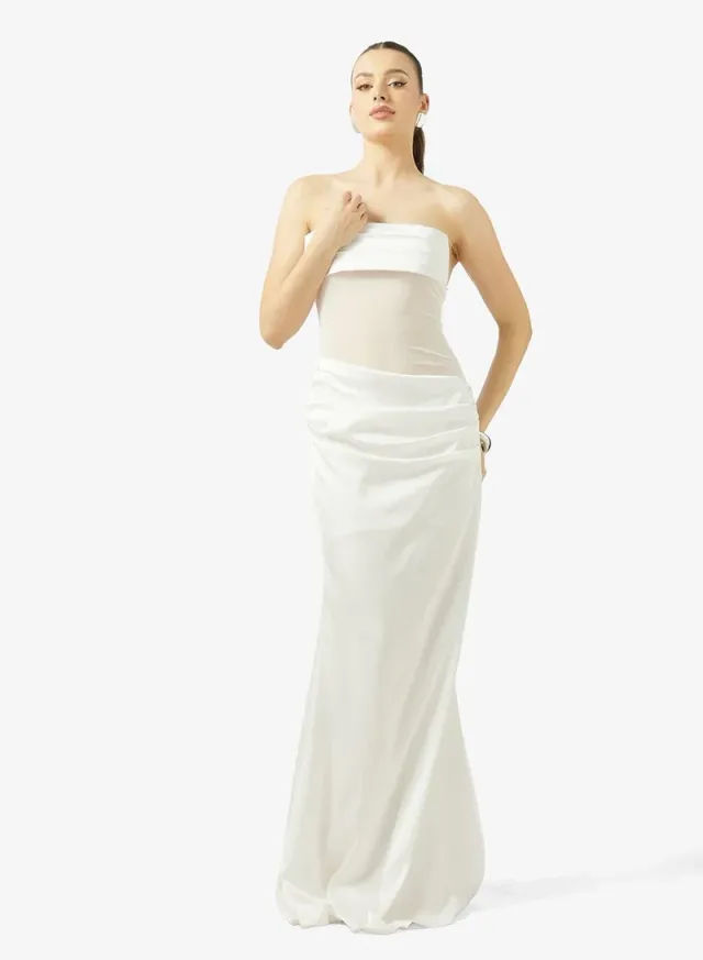 Bandeau Corset Bodice Dress with Scarf Detail – image 5