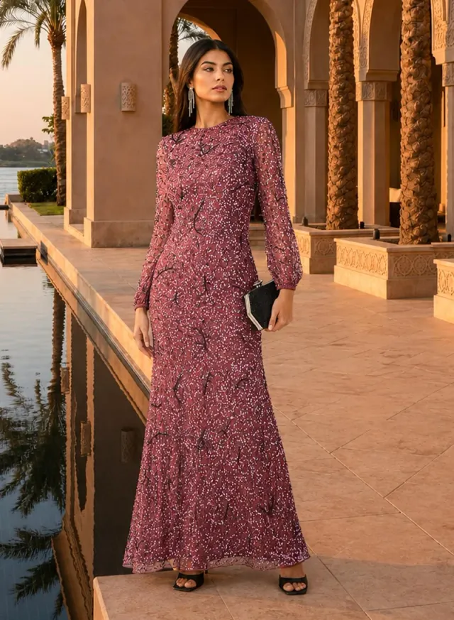 Embellished Bodycon Maxi Dress