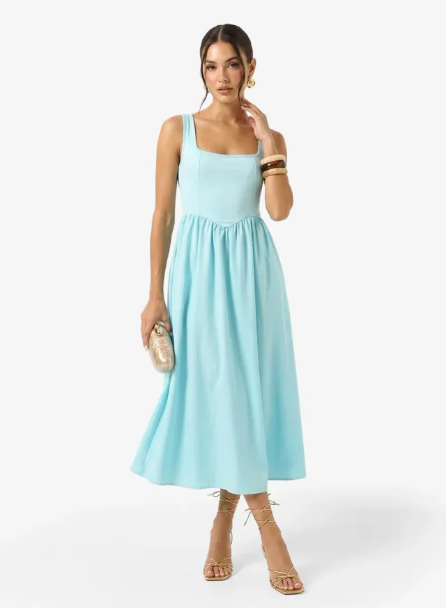 Square Neck Corset Bodice Princess Cut Dress