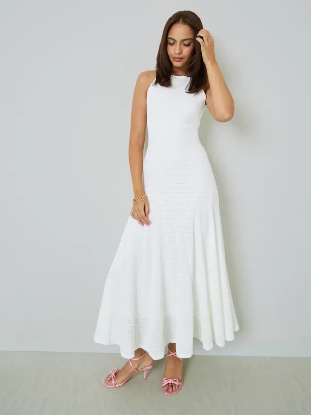 Styli Brown Textured Sleeveless A-Line Maxi Dress – image 2