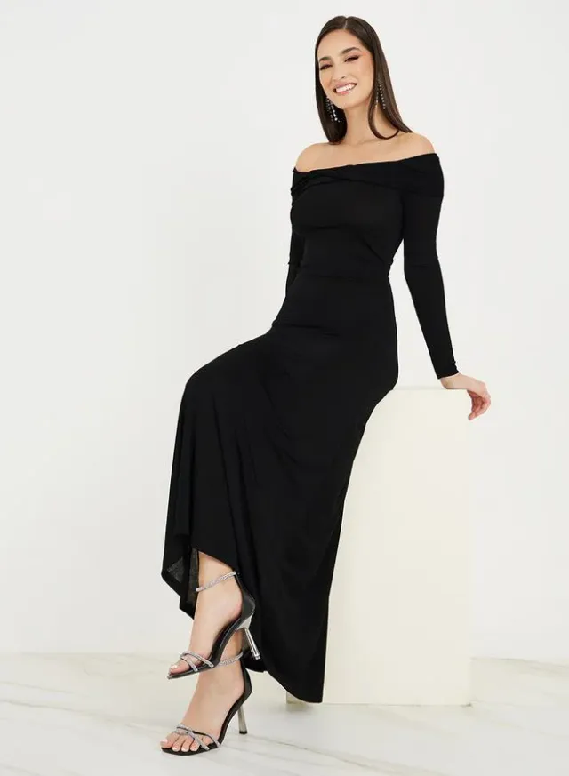 Off-Shoulder Satin Dress
