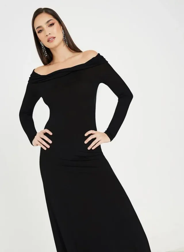 Off-Shoulder Satin Dress – image 3