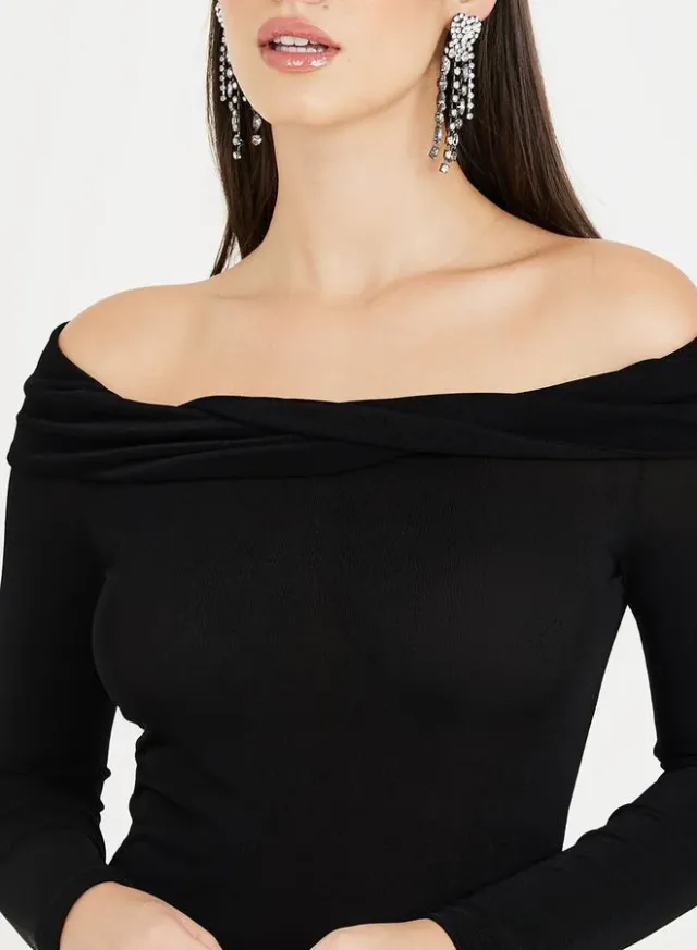 Off-Shoulder Satin Dress – image 4