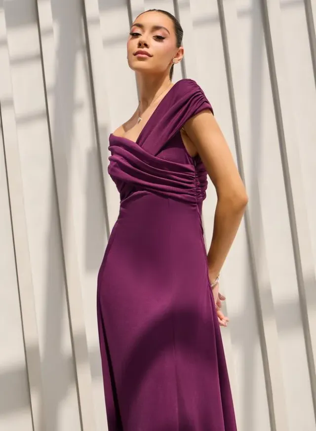 Off-Shoulder Satin Dress – image 3