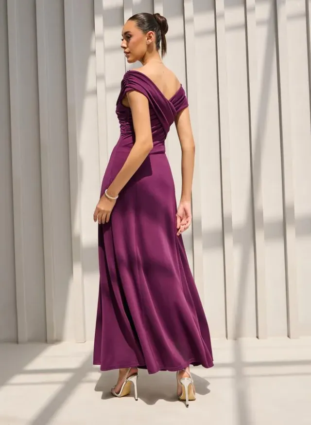 Off-Shoulder Satin Dress – image 5